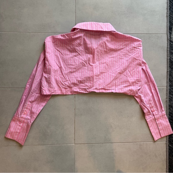 Edikted Pinstripe Cropped Button Up Shirt - Picture 8 of 8